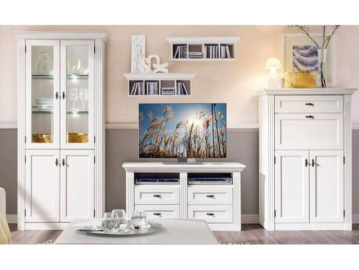 Wohnwand MAISONETTE 5-teilig 318 x 190 x 40 cm weiß von porta