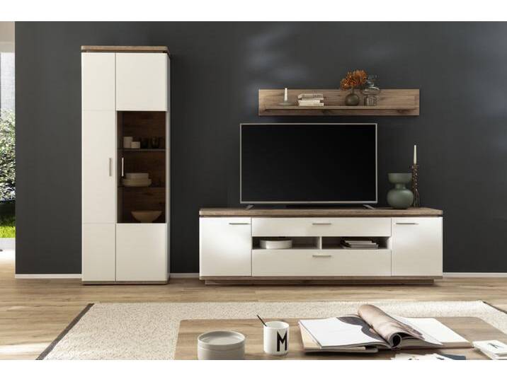 Wohnwand PALERMO 3-tlg. 295x208 cm weiß/braun von porta