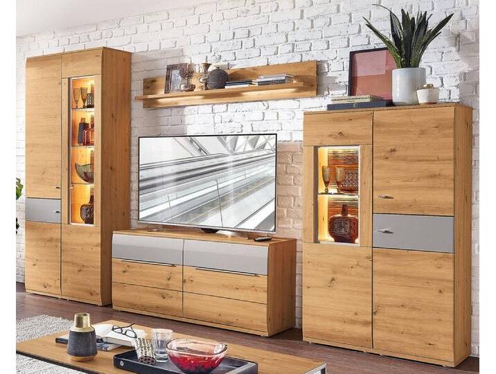 Wohnwand SAMBA 345 cm Alteiche/ Grau matt von porta