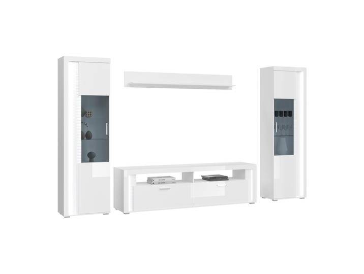 Wohnwand SKYLIGHT I 4-teilig 351x202 cm Weiß Hochglanz von porta