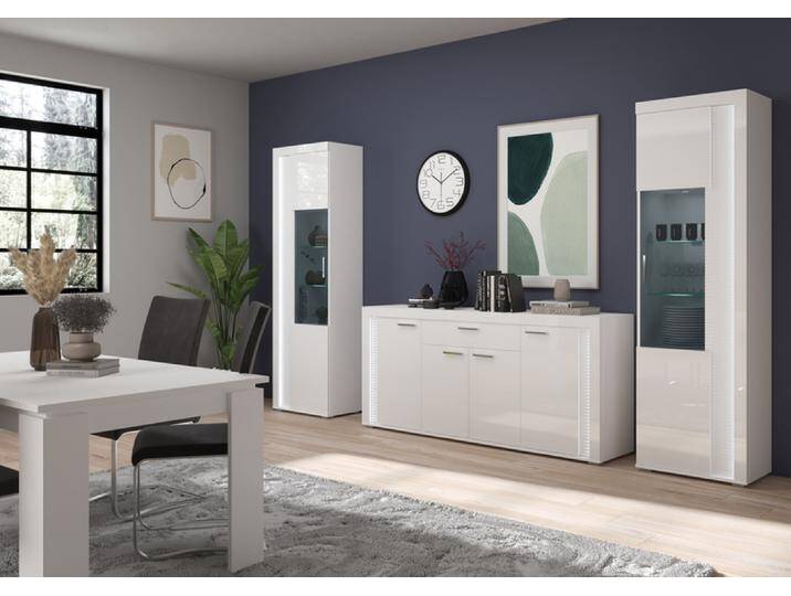 Wohnwand SKYLIGHT IV 4-teilig 332x202 cm Weiß Hochglanz von porta