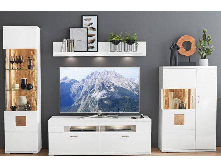 Wohnwand TOPEKA 4-teilig weiß/ braun von porta