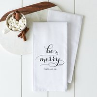Be Merry Custom | Urlaubs Geschirrtuch Weihnachtsdeko Küchentuch Mehlsack Handtuch Weihnachtsgeschenk Hostess Geschenk von porterlanehome