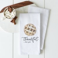 Dankbar Für Pie | Herbst Geschirrtuch Thanksgiving Dekor Küchentuch Mehlsack Handtuch Geschenk Hostess von porterlanehome