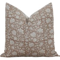 Hand Block Print Braun Kissenbezug | Herbst Blocked 20x20 16x26 || Lata von porterlanehome