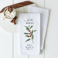 Holly | Urlaubs Geschirrtuch Weihnachtsdeko Küchentuch Mehlsack Handtuch Weihnachtsgeschenk Hostess Geschenk von porterlanehome