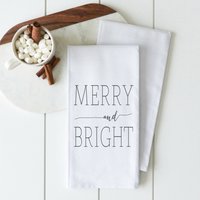 Merry & Bright | Urlaubs Geschirrtuch Weihnachtsdeko Küchentuch Mehlsack Handtuch Weihnachtsgeschenk Hostess Geschenk von porterlanehome