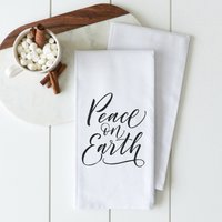 Peace On Earth | Urlaubs Geschirrtuch Weihnachtsdeko Küchentuch Mehlsack Handtuch Weihnachtsgeschenk Hostess Geschenk von porterlanehome