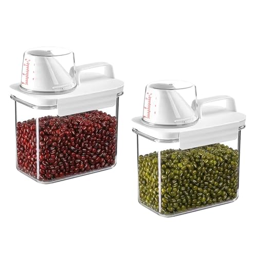 posionks 2 Stück Mehrzweck Waschp Ulverspender Luftdichter Waschmittelspender Mit Messbecher 1100ml Waschmittel Waschpulver Aufbewahrungsbox für Getreide, Reis, Katzenfutter, Waschmittel von posionks