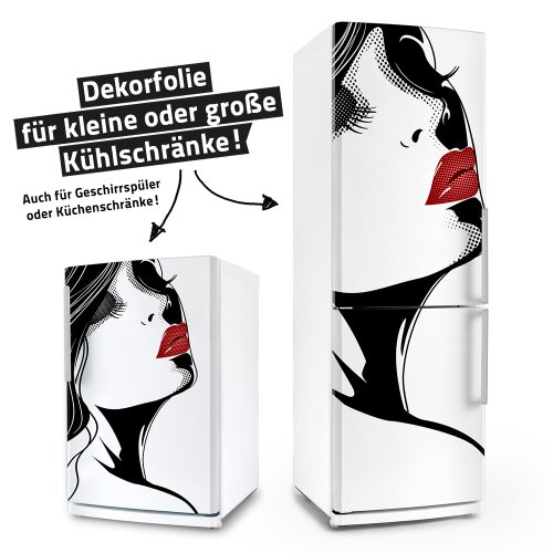 posterdeluxe Kühlschrank- & Geschirrspüler-Folie - Erdbeermund - Dekorfolie Aufkleber Klebefolie Front von posterdeluxe