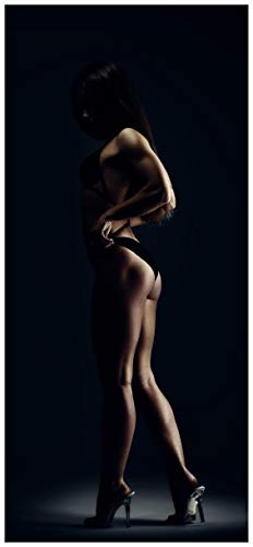 Türtapete Türposter Sexy Frau im Dunkeln - Schatten, Silhouetten, Muskeln - Größe 93 x 205 cm - Türaufkleber mit Kleister von posterdepot