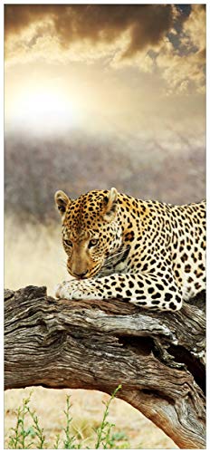 posterdepot Türtapete Türposter Leopard auf Baumstamm in Afrika - Größe 93 x 205 cm, 1 Stück, ktt0486 von posterdepot
