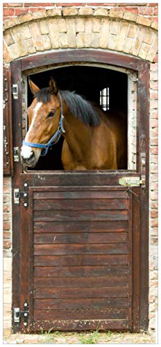 posterdepot Türtapete Türposter Pferd im Stall - Größe 93 x 205 cm, 1 Stück, ktt0439 von posterdepot