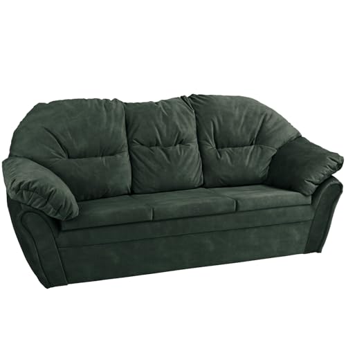2 sitzer sofa Sofa für Wohnzimmer dunkelgrün - flauschig, in Veloursstoff, mit Klettverschluss an Arm- und Rückenlehne, mit weicher Füllung - kleines Sofa für Wohnzimmer, Schlafzimmer, Büro von postergaleria