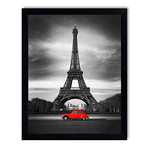 postergaleria Bild im Rahmen | Plakat | Modern | Wand | Künstlerisch | Verschiedene Themen 30 x 40 cm| (Schwarz-Weiß-Eiffelturm) von postergaleria