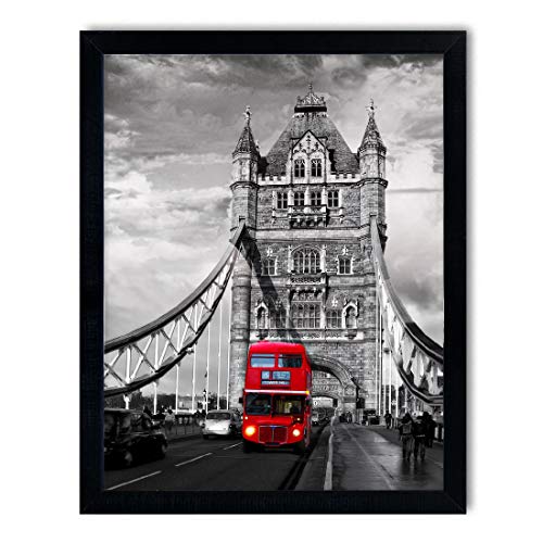 postergaleria Bild im Rahmen | Plakat | Modern | Wand | Künstlerisch | Verschiedene Themen 30 x 40 cm| (Schwarz und weiß Tower Bridge) von postergaleria