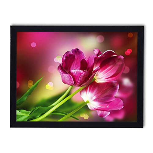 postergaleria Bild im Rahmen | Plakat | Modern | Wand | Künstlerisch | Verschiedene Themen 30 x 40 cm| (rosa Tulpen) von postergaleria