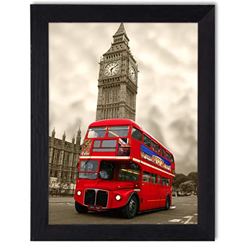 postergaleria Bild im Rahmen | Plakat | Modern | Wand | Künstlerisch | Verschiedene Themen 30 x 40 cm| (roter Londoner Bus) von postergaleria