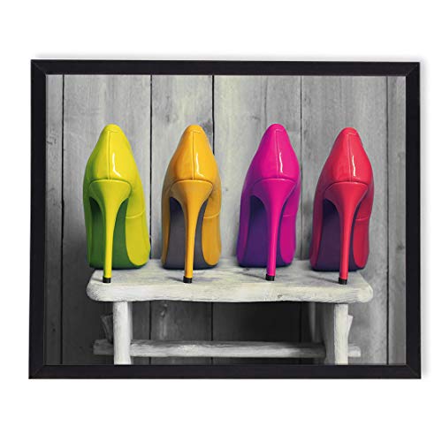 postergaleria Bild im Rahmen | Plakat | Modern | Wand Künstlerisch | Verschiedene Themen 40 x 50 cm (bunte High Heels) von postergaleria