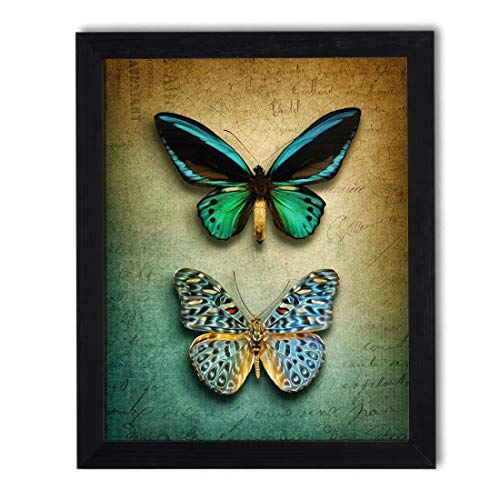 postergaleria Bild im Rahmen | Plakat | Modern | Wand Künstlerisch | Verschiedene Themen 40 x 50 cm (grüne Schmetterlinge) von postergaleria