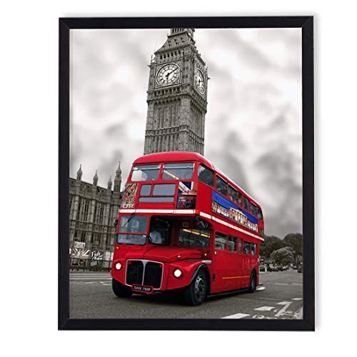 postergaleria Bild im Rahmen | Plakat | Modern | Wand Künstlerisch | Verschiedene Themen 40 x 50 cm (roter Londoner Bus) von postergaleria