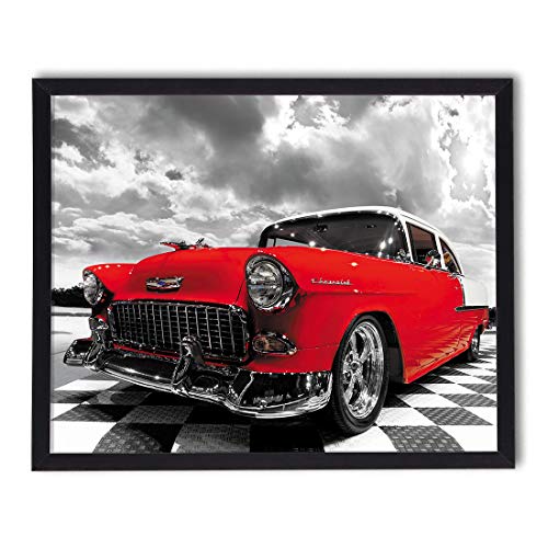 postergaleria Bild im Rahmen | Plakat | Modern | Wand Künstlerisch | Verschiedene Themen 40 x 50 cm (rotes Auto) von postergaleria
