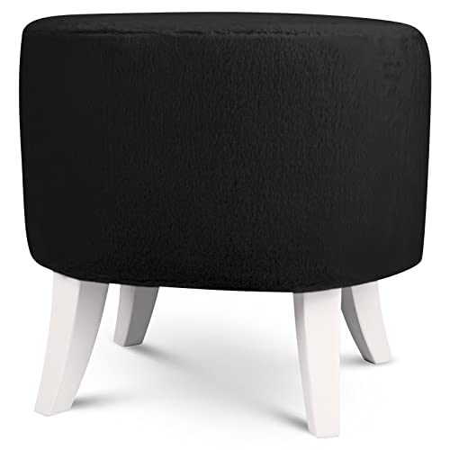 Hocker gepolstert oval 42 x 52 cm – Pouf samt belastbar bis 100 kg – Komfortables Sitzgefühl, vielseitige Funktionen: Fusshocker, Beistelltisch, Schminkhocker – Sitzhöhe 45 cm, Farbe: schwarz von postergaleria