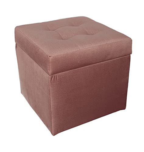 Polsterhocker, 45x45 cm, Farbe Schmutziges Pink – weicher Sitz, aufklappbar mit Stauraum (50l) hält einer Belastung von bis zu 100 kg stand, Velours – Hocker für Wohnzimmer, Schlafzimmer, Diele von postergaleria