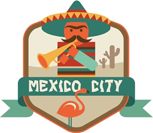 Mexico City World Travel Label Badge Hochwertigen Auto-Autoaufkleber 12 x 12 cm von postwalldecor