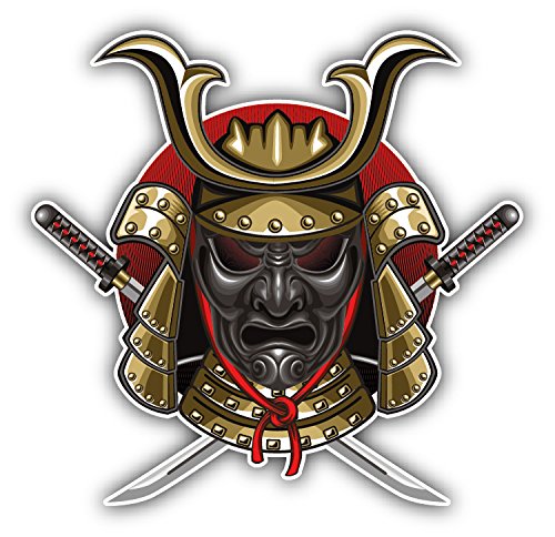 Samurai Mask Katana Hochwertigen Auto-Autoaufkleber 12 x 12 cm von postwalldecor