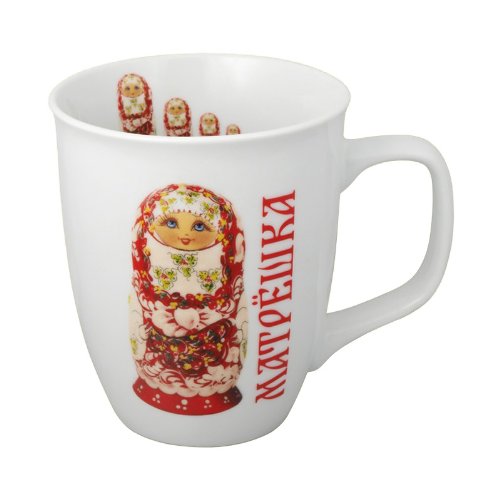 posylka.de 4-er Tassen-Set Matröschka in rot Kaffeetassen 400ml von posylka.de