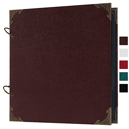 Potricher 20,3 x 20,3 cm kleines DIY Scrapbook Fotoalbum Ledereinband 80 Seiten Blanko Bastelpapier Scrap Book für Hochzeitstag und Baby (Braun) von potricher