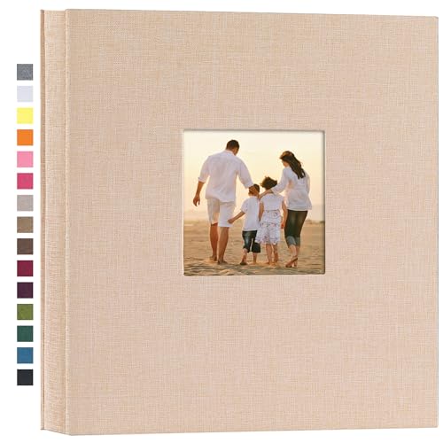 potricher Fotoalbum, Leinen-Hardcover, 10 x 15 cm, 1000 Fotos, große Kapazität, für Familie, Hochzeit, Jahrestag, Baby, Urlaub (Beige, 1000 Einsteckfächer) von potricher