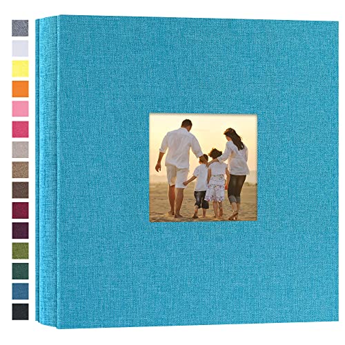 potricher Kleines Fotoalbum, 10 x 15 cm, 200 Fotos, Leineneinband, Bilder, Fotobuch für Familienhochzeit, Jahrestag, Babyurlaub (blau, 200 Taschen) von potricher