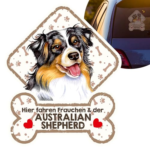 AUSTRALIAN SHEPHERD - Farbenfrohes Tierschild für Heck oder Seitenscheiben mit Saugnäpfen. Warnschild. Saugnapftafel mit Hunde Abbildung und passenden Text. Schöne Plakette. von power gift