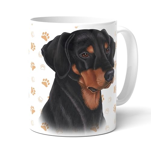 DOBERMAN - Kaffeetasse, Becher, Teetasse aus hochwertiger Keramik. Kaffeebecher mit Doberman Motiv und passenden Spruch. Praktisches Geschenk. von power gift