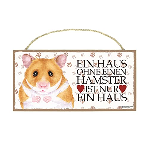 HAMSTER - Haustierschild mit Spruch und realistischer Grafik. Als Tür, Torschild, Wanddekoration geeignet. Für Innen und geschützten Außenbereich. Hausschild, Holztafel. von power gift