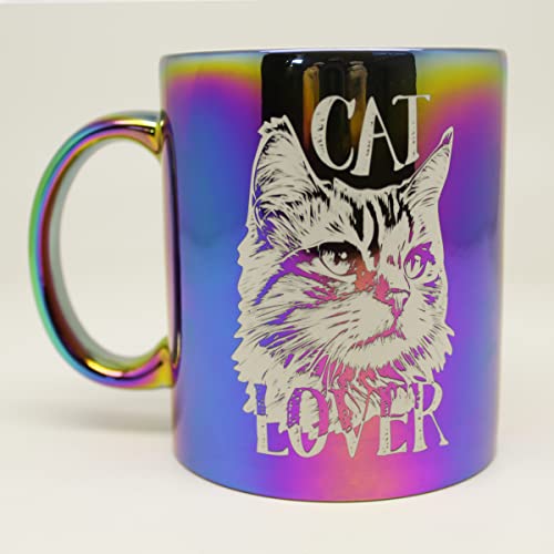 Kaffeetasse CAT LOVER Metallic Becher mit Katzen Motiv. Teetasse. Kaffeebecher Tasse. Geschenk für alle Katzen Liebhaber und Besitzer. von power gift