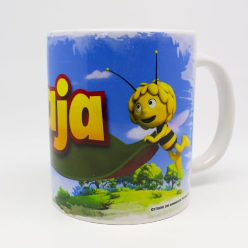 MAJA (C08) - Keramik Becher mit Henkel in Geschenkbox. Hochwertiger Aufdruck. Offiziell Lizenzierte Tasse. Frühstücksbecher/Praktisches Geschenk. Becher für alle Biene Maja Fans. von power gift