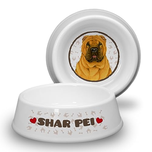 SHAR PEI - ABS Hundenapf Ø 21cm. Rutschfester Futternapf/Trinknapf für Hunde. Fressnapf, Wasserschale, Haustierschüssel auch für Leckereien geeignet. Praktisch, Robust und Langlebig. von power gift