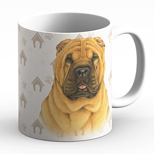 SHAR PEI - Tasse für Kaffee oder Tee. Becher, Teetasse aus hochwertiger Keramik. Kaffeebecher mit schöner Grafik und Spruch in französischer Sprache. Praktisches Geschenk. von power gift