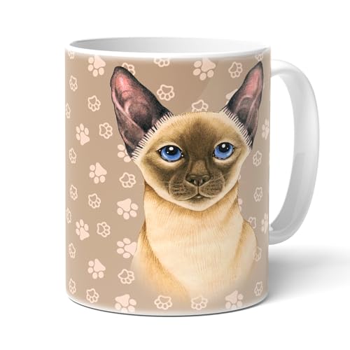 power gift SIAMKATZE. Kaffeetasse mit Spruch. Becher mit Katzen Motiv. Kaffeebecher. Praktisches Geschenk für alle Katzenliebhaber. von power gift