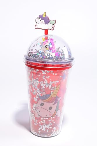 Trinkbecher UNICORN mit Deckel und Halm. Wiederverwendbarer Becher. Doppelwandig. Shake. Auslaufsicherer Schraubdeckel. Schaker. Minelralwasser-, Frucht-, Saftbecher. Geschenk für alle Kinder. von power gift