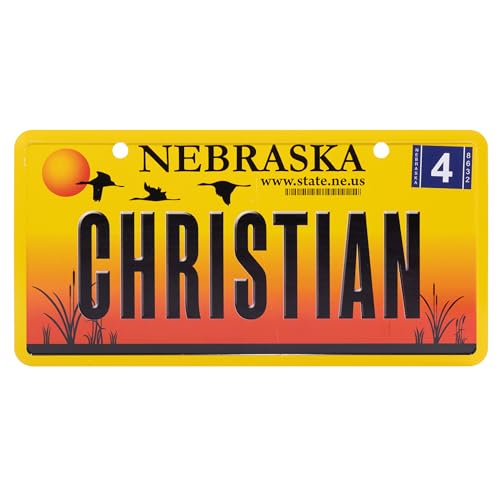 USA Staatskennzeichen mit Namen. Namensschild aus Aluminium. Wandschild, Tafel, Türschild. US-Kennzeichen. Schild mit Saugnäpfen. (Christian) von power gift