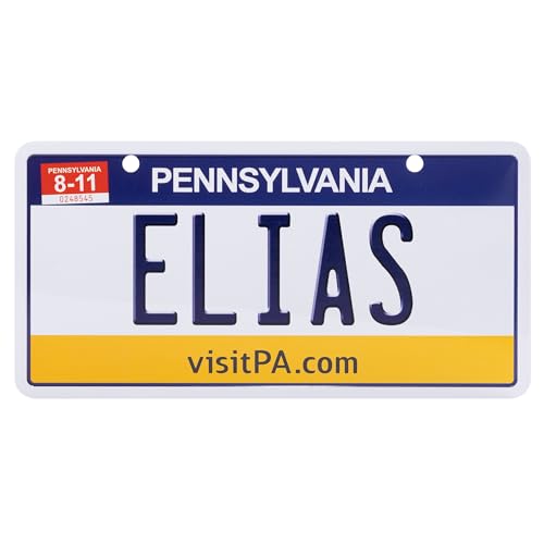 USA Staatskennzeichen mit Namen. Namensschild aus Aluminium. Wandschild, Tafel, Türschild. US-Kennzeichen. Schild mit Saugnäpfen. (ELIAS) von power gift