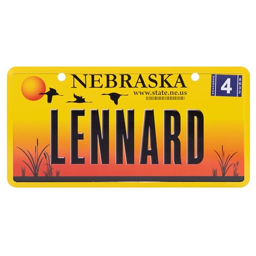 USA Staatskennzeichen mit Namen. Namensschild aus Aluminium. Wandschild, Tafel, Türschild. US-Kennzeichen. Schild mit Saugnäpfen. (Lennard) von power gift