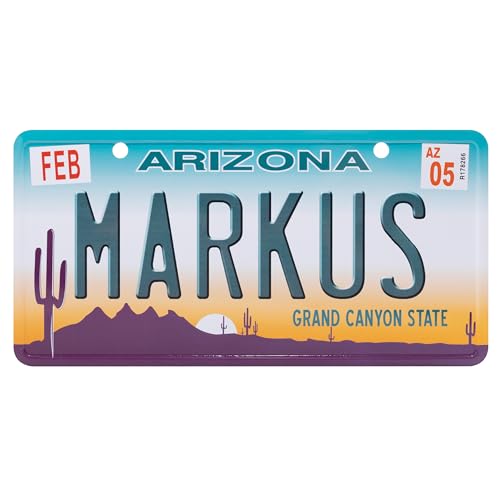 USA Staatskennzeichen mit Namen. Namensschild aus Aluminium. Wandschild, Tafel, Türschild. US-Kennzeichen. Schild mit Saugnäpfen. (Markus) von power gift