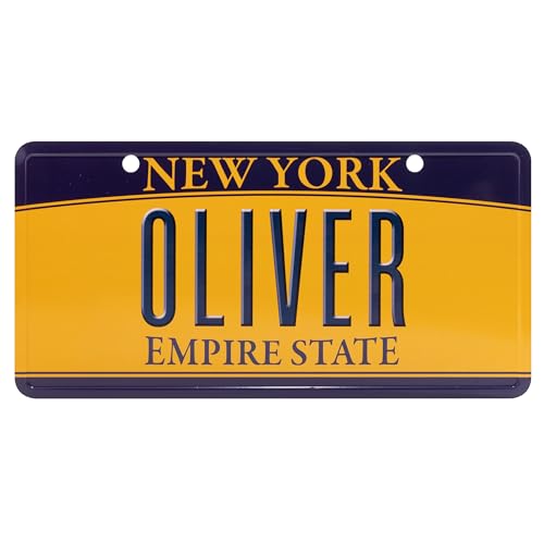 USA Staatskennzeichen mit Namen. Namensschild aus Aluminium. Wandschild, Tafel, Türschild. US-Kennzeichen. Schild mit Saugnäpfen. (OLIVER) von power gift