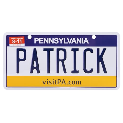 USA Staatskennzeichen mit Namen. Namensschild aus Aluminium. Wandschild, Tafel, Türschild. US-Kennzeichen. Schild mit Saugnäpfen. (PATRICK) von power gift
