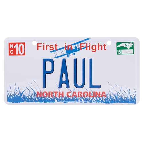 USA Staatskennzeichen mit Namen. Namensschild aus Aluminium. Wandschild, Tafel, Türschild. US-Kennzeichen. Schild mit Saugnäpfen. (PAUL) von power gift